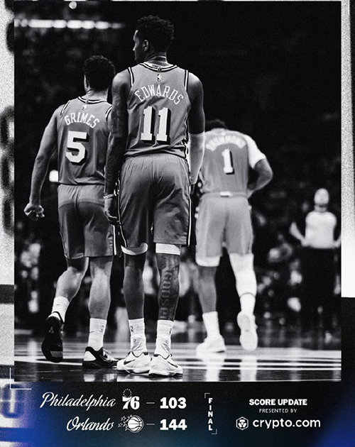 魔术9人得分上双144-103轻取76人,马克西20分,布莱克31分