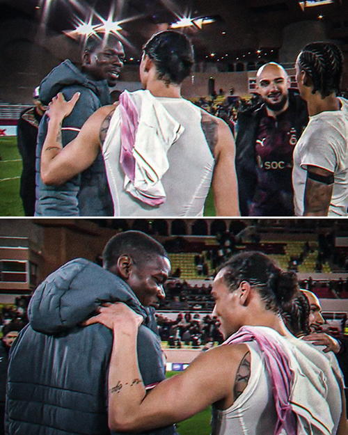 欧冠重逢！博格<a href=/halkan/zuqiuzhibo/barcelona/ target=_blank class=infotextkey>巴萨</a>内场边寒暄，曼市德比旧将再聚首